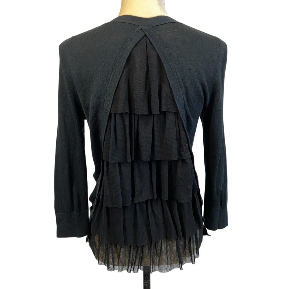 Juicy Couture Black Cardigan Back Ruffle In  Black Size Small - Picture 5 of 7